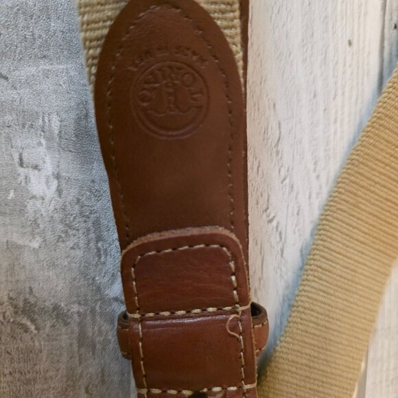 Vintage Torino Leather & Canvas Belt With Brass Buckle Size 42 - Picture 5 of 8